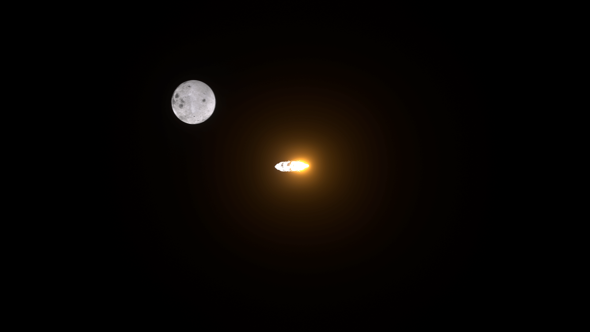 Rocket Thrusting towards the Moon